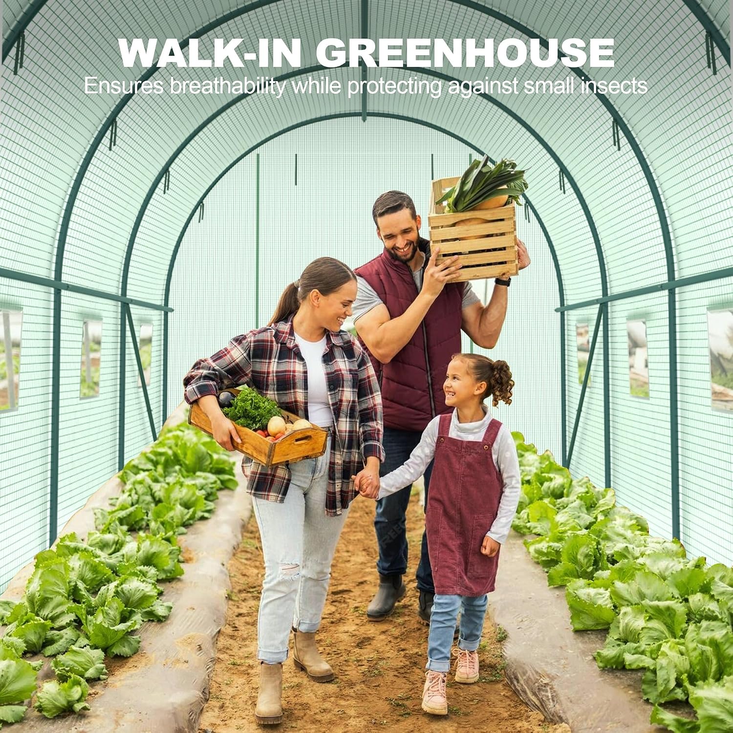 10x7x7 FT Walk-in Greenhouse for Outdoors for Winter Plant Protection,6-Ventilated Screen Window Portable Greenhouse