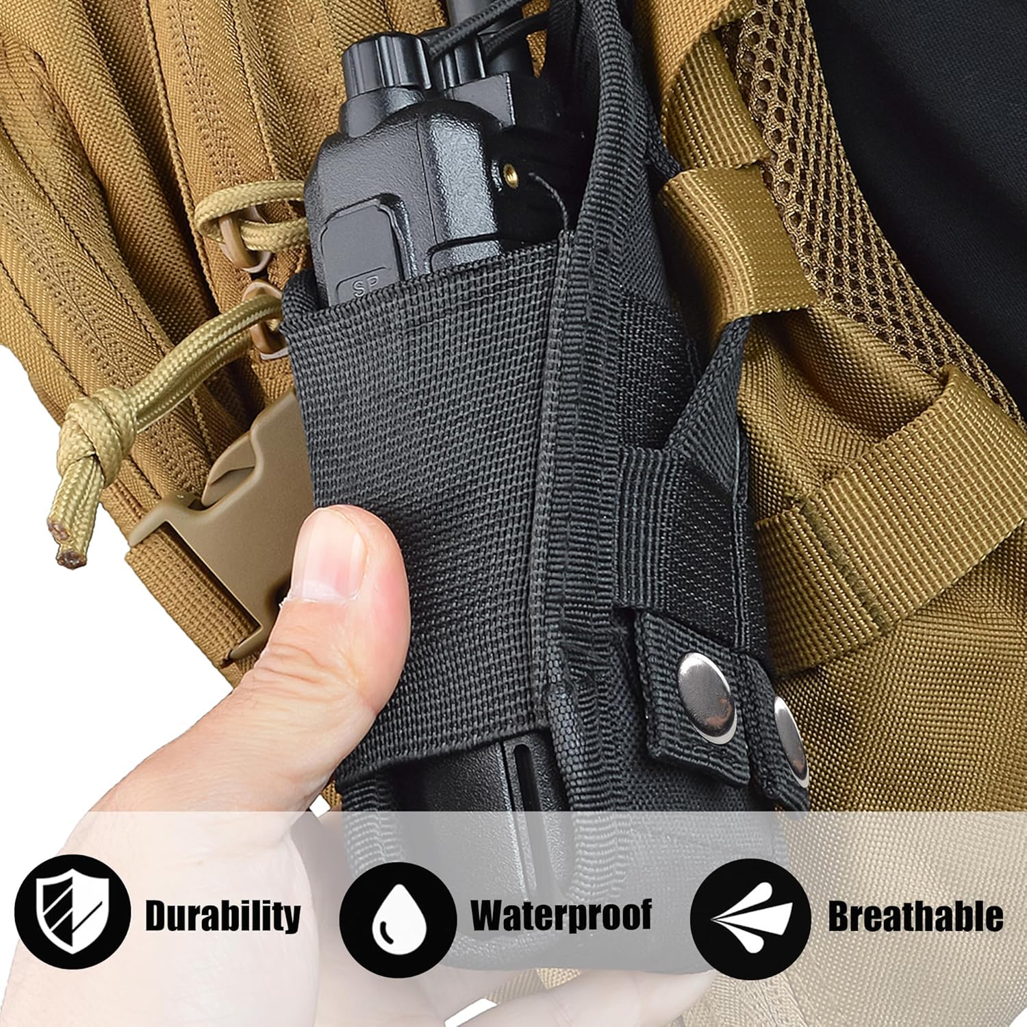 Radio Holster Molle Radio Pouch for Tactical Vest Duty Belt, Universal Two Way Radio Case Holder for Baofeng Kenwood