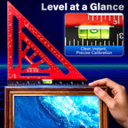 BURMONG 7" Rafter Square with Level Vial, Aluminum Triangle Ruler