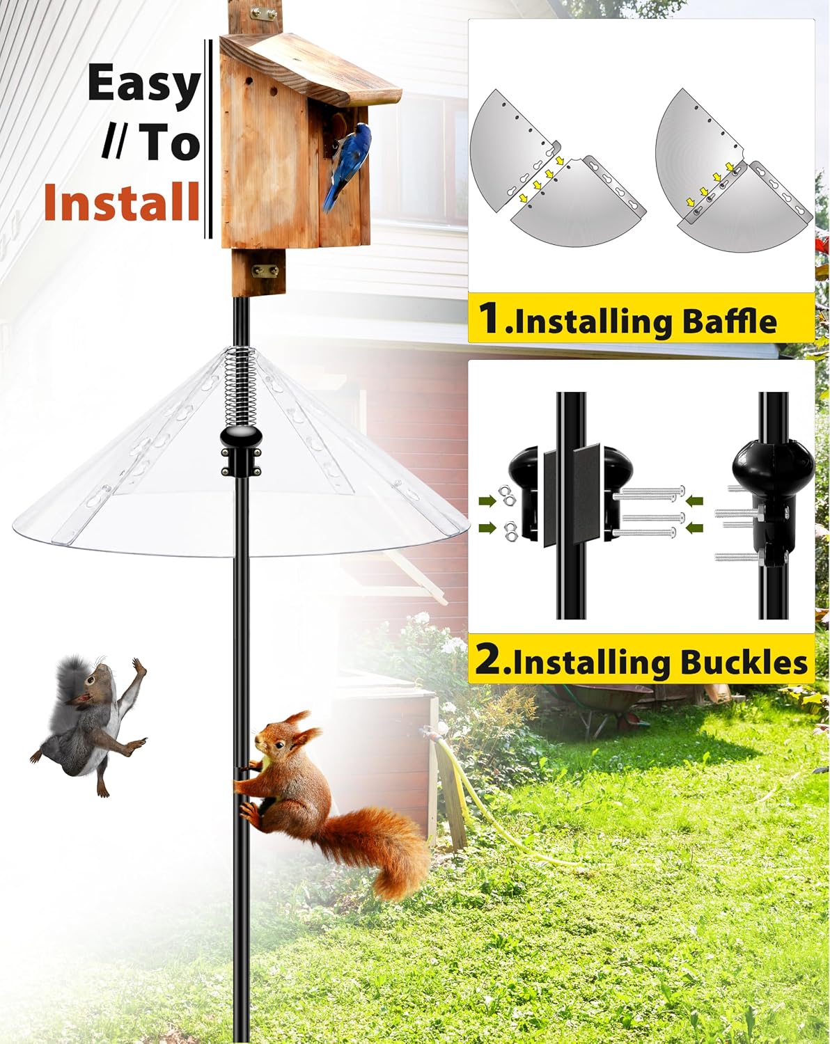 Squirrel Baffle,Squirrel Baffle for Bird Feeder Pole,19-Inch Squirrel-Proofs for Outdoor Shepherd's Hooks,Outside