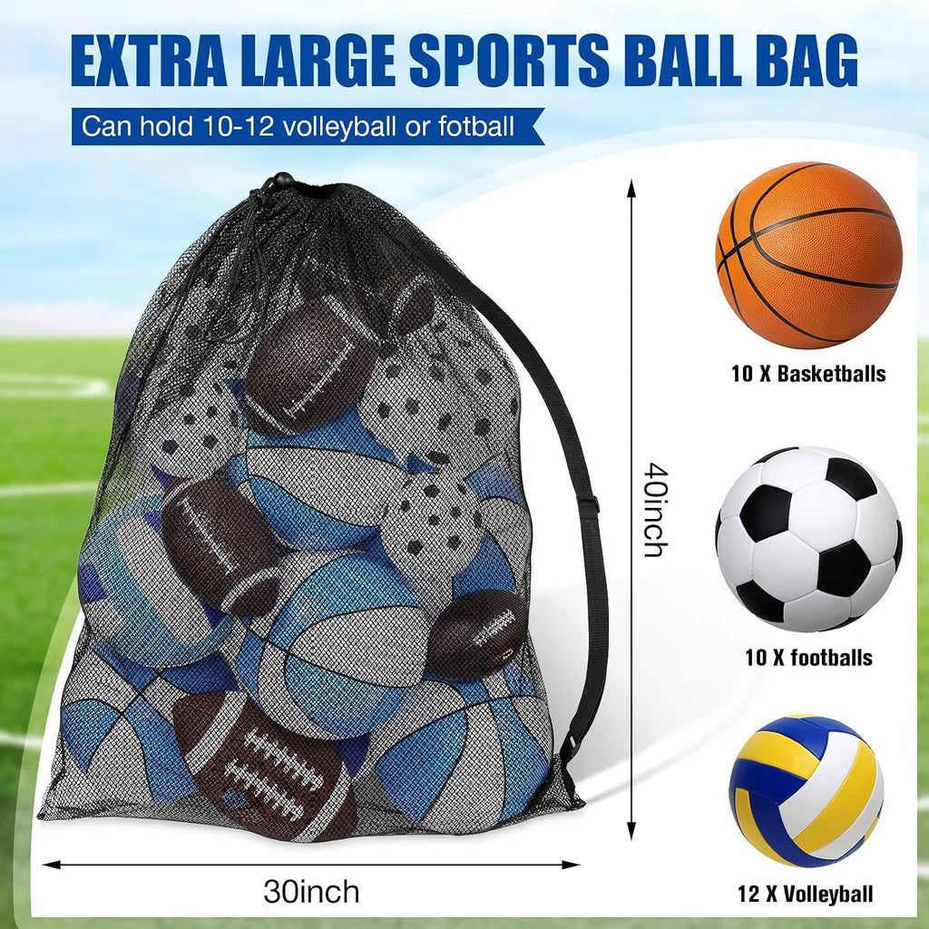 Extra Large Sports Ball Bag 30 x 40 Inches Mesh Soccer Basketball Bags Large Mesh Pouch with Adjustable Shoulder