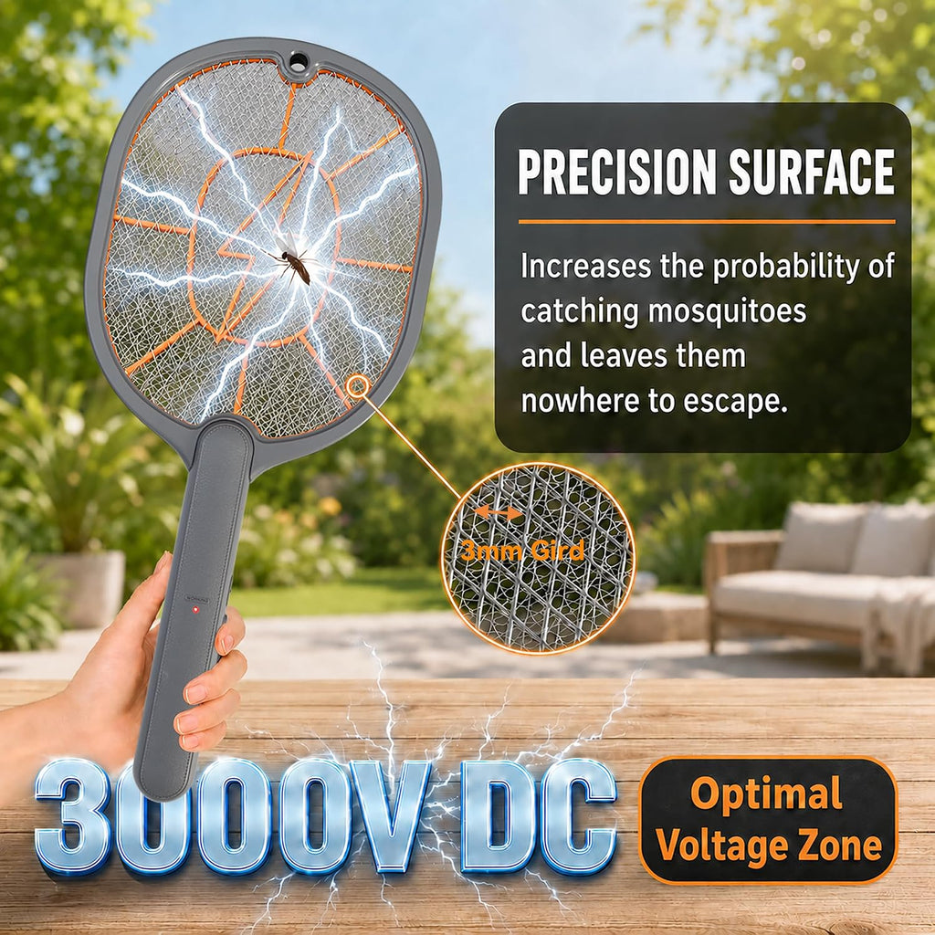 2-Pack Electric Fly Swatter – Battery Powered Mosquito & Bug Zapper Racket with Safe Mesh & Wall-Mount Design for