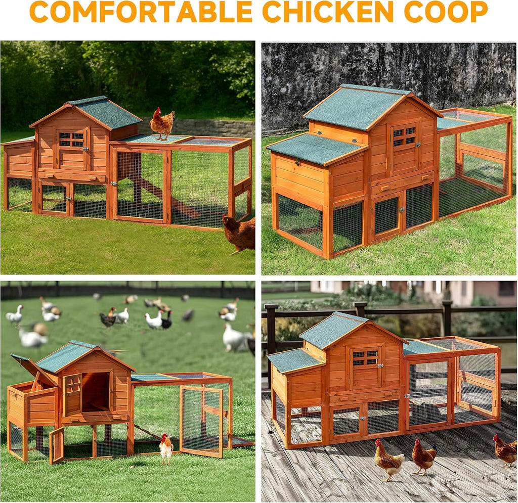 Large Chicken Coop Outdoor Wooden Duck Hen House Poultry Pet Cage 79"
