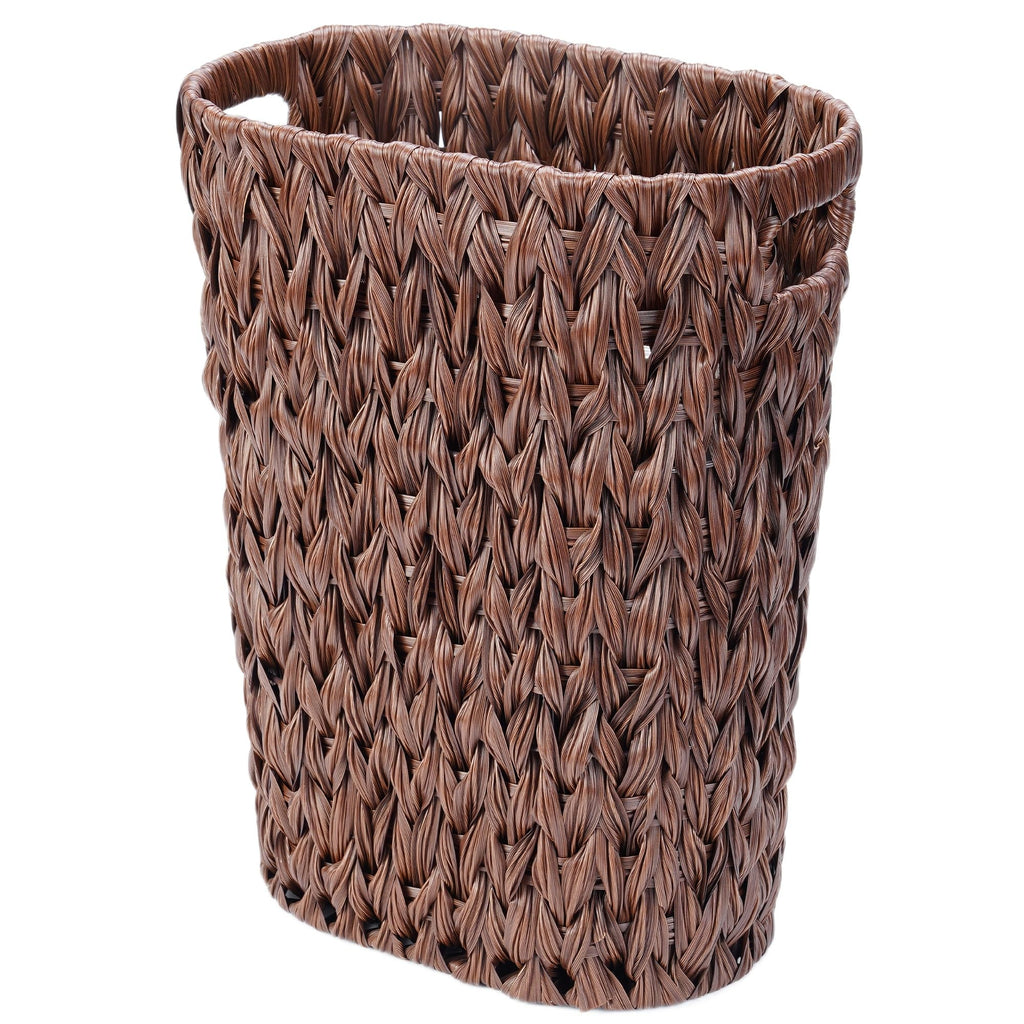 Wicker Trash Can, Small Bahtroom Waste Basket, 5 Gallon,Coffee Brown