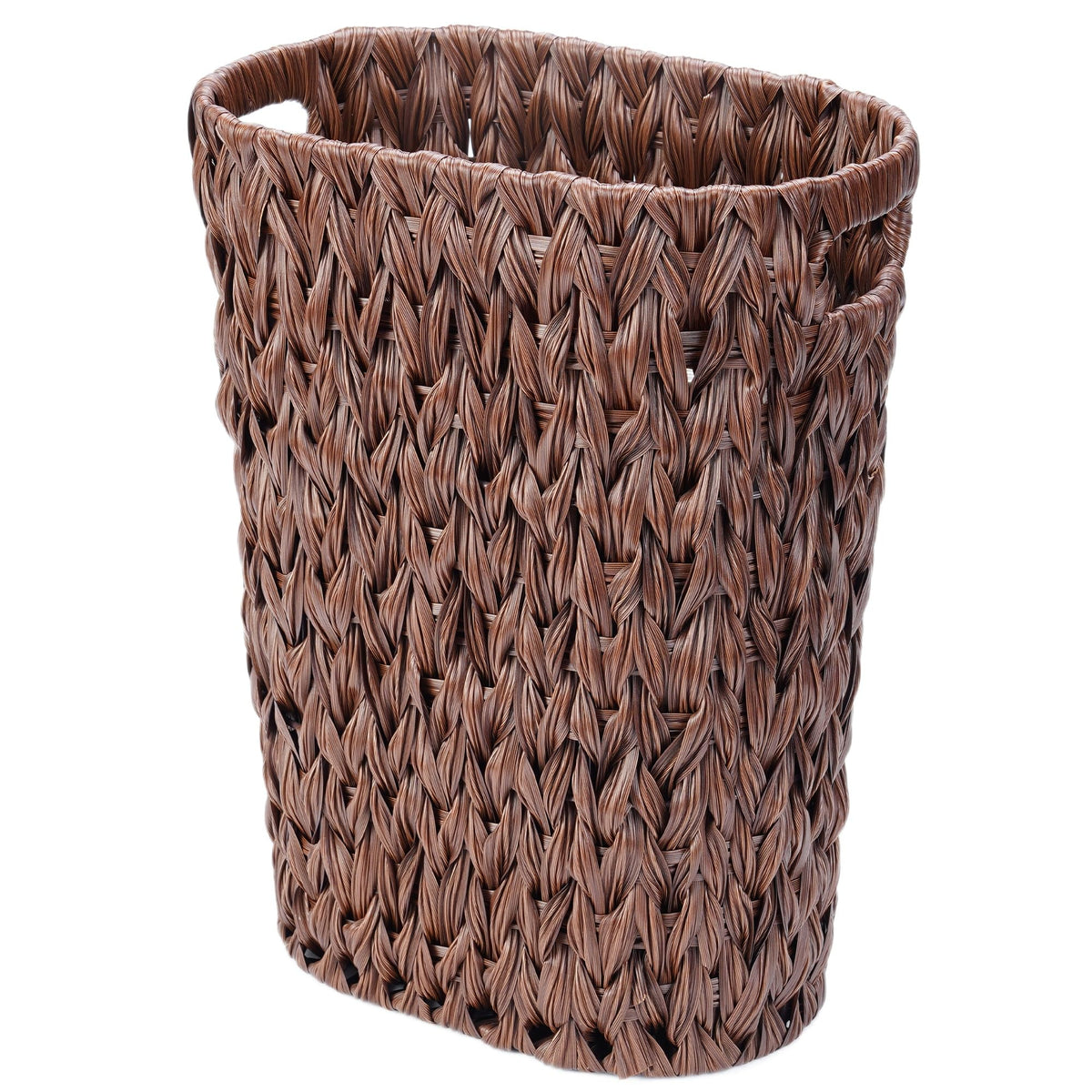 Wicker Trash Can, Small Bahtroom Waste Basket, 5 Gallon,Coffee Brown