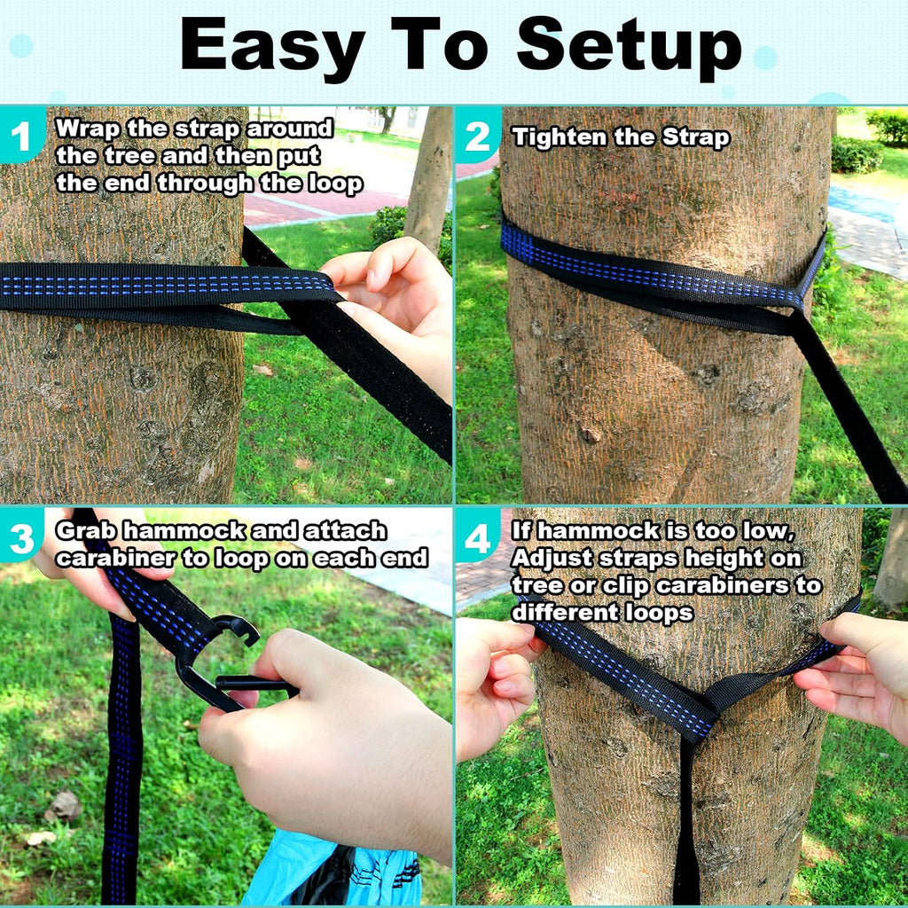 Camping Hammock Double & Single Portable Hammocks with 2 Tree Straps and Attached Carry Bag,Great for