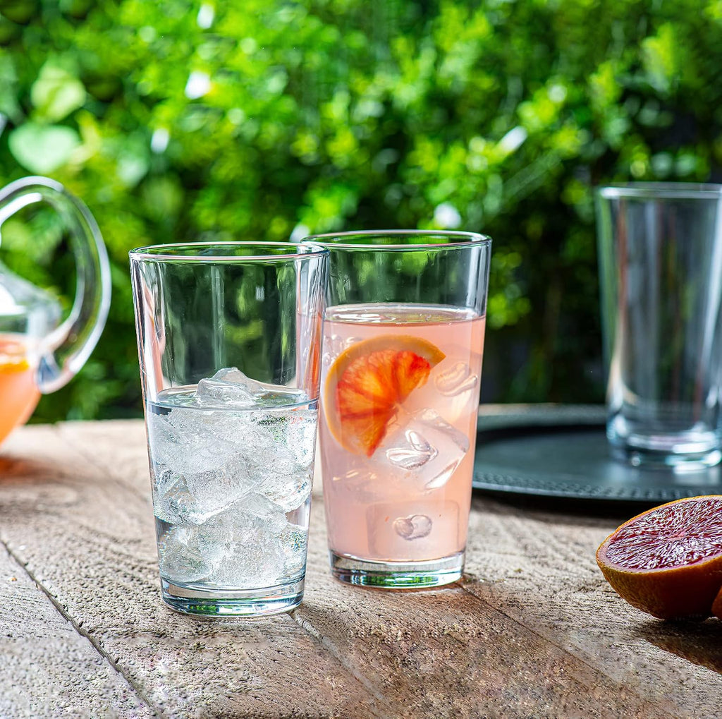 10pc Stackable Drinking Glasses, 16oz Clear Glass Cup Glassware Set