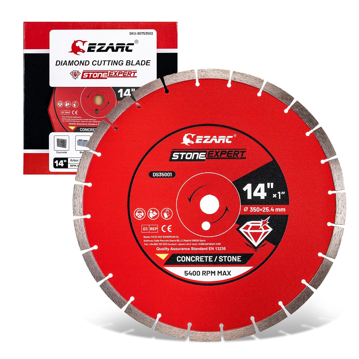 14 Inch Segmented Diamond Blade, 1"-20mm Arbor, 1-Pack | Cutting Wheel for Angle Grinder, Fast Cutting, Deep Cuts