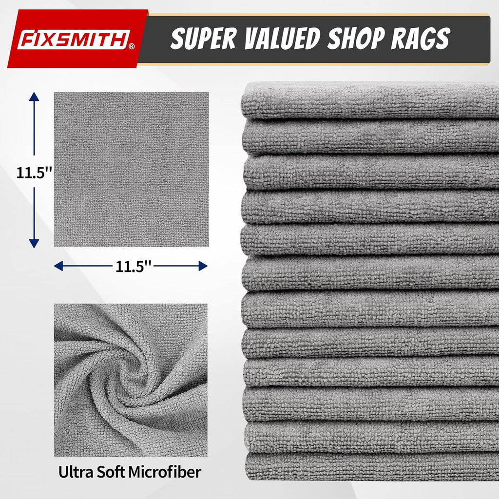 Shop Towels, Pack of 200, Grey Microfiber Cleaning Cloth Bulk, Microfiber Towels for Cars, All-Purpose Absorbent