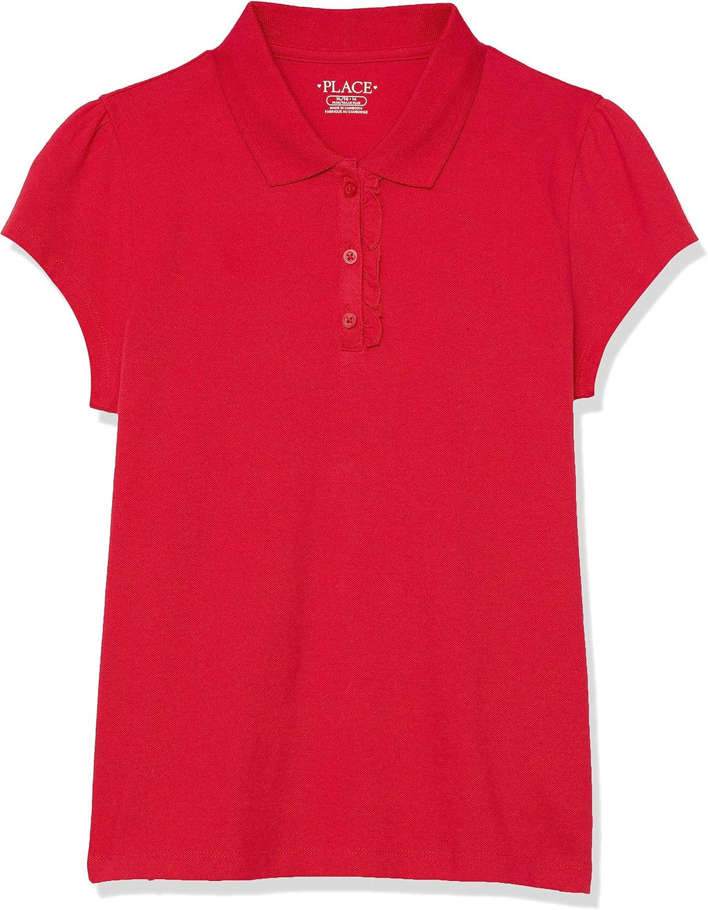 Girl's Short Sleeve Pique Polo, Ruby, Small