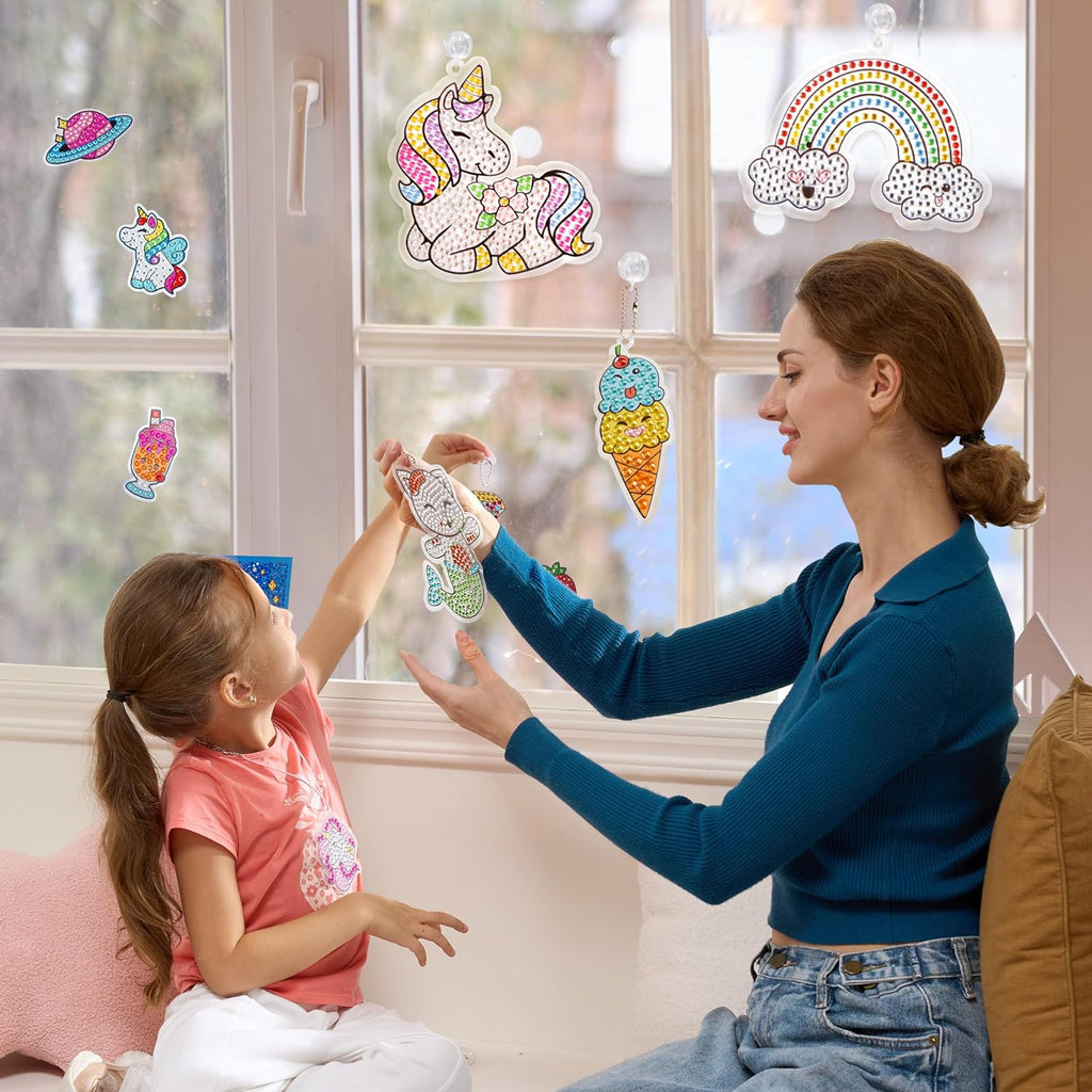 16 Projects Gem Painting, Kids Diamond Art Kit for Kids with 5D Diamond, Arts and Crafts for Girls Ages 6-12, Gem