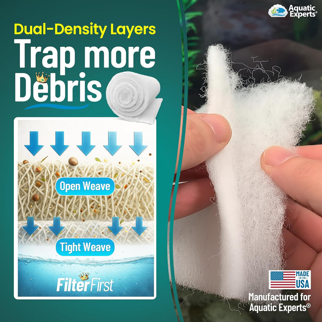 Aquarium Filter Floss for Fish Tank Filters - FilterFirst Aquarium Filter Pad - Media Roll for Crystal Clear Water