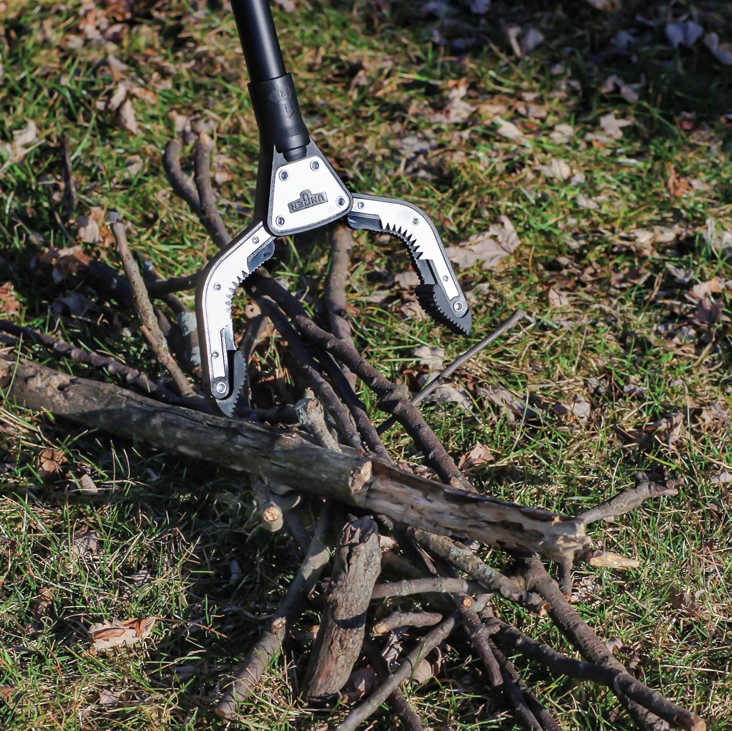 Professional 42.5” Rugged Reacher Grabber Tool with Rotating Head, Outdoor Trash Picker Upper, Heavy Duty Claw