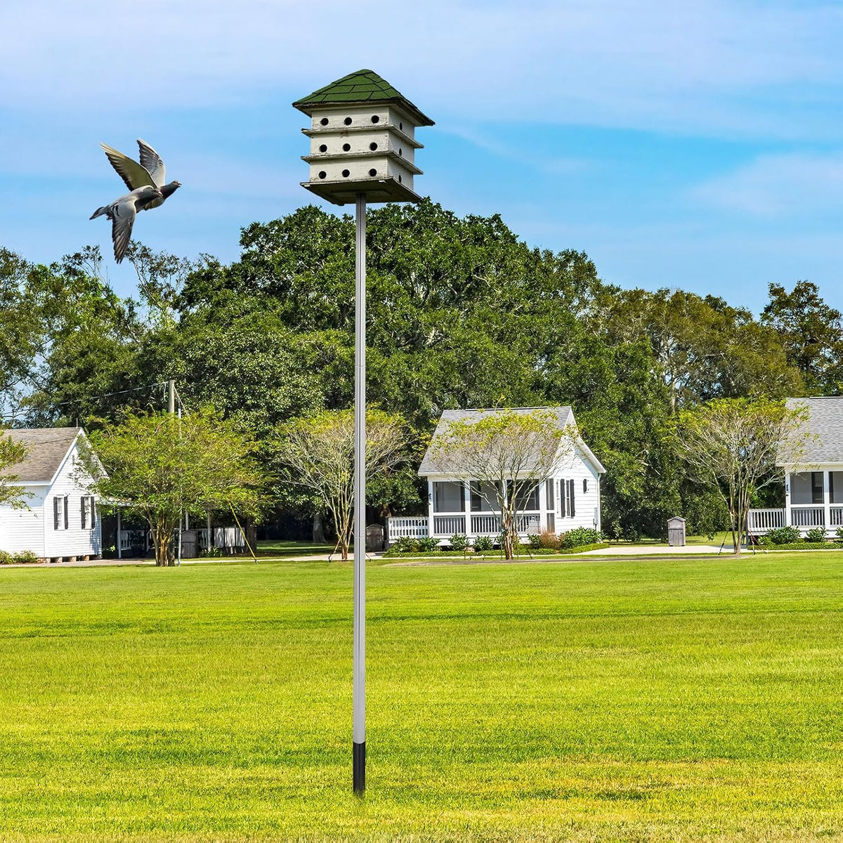 12 ft Telescoping Purple Martin House Pole with Ground Socket Heavy Duty 3-Section Telescoping Pole Purple Martin