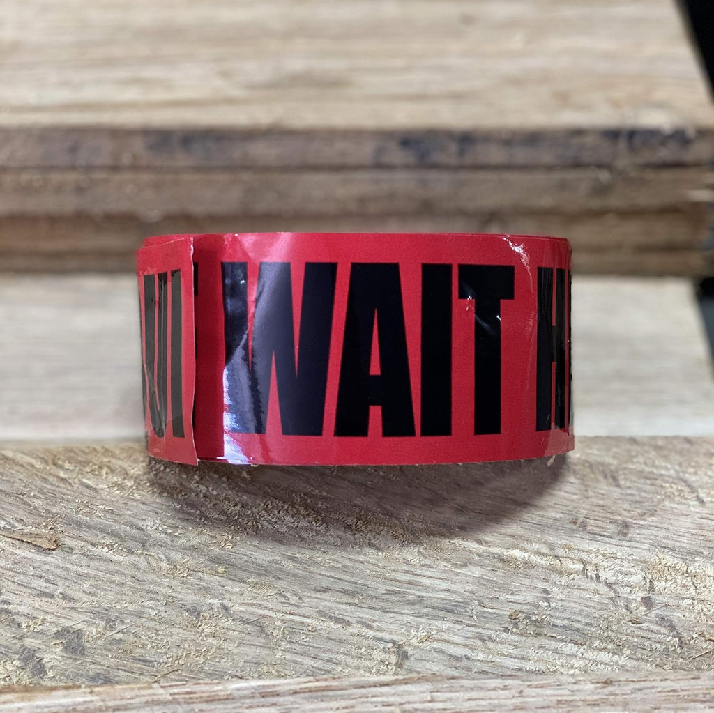 Please Wait Here - Social Distancing Floor Marking Tape, 2 inch Width x 108 Foot Length roll, Red with Black