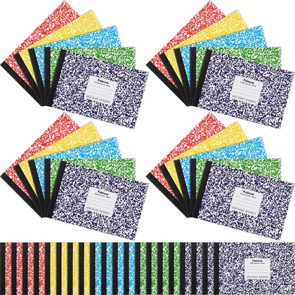 20 Pieces Composition Notebooks 80 Pages Half Size Wide Ruled 4-7/8 x 7-1/2" Composition Books 11/32" Spacing