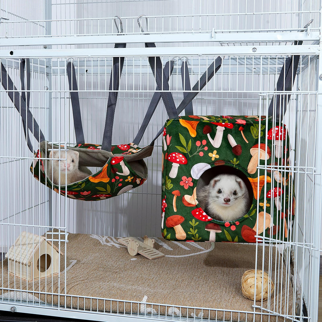 4 Pack Cozy Ferret Hammock, Soft Washable Cage Bed for Small Animals