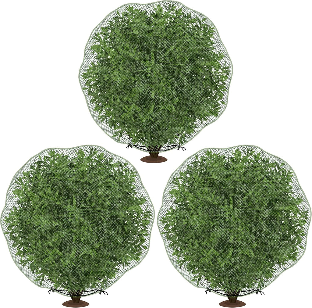 3 Pcs Deer Netting for Shrubs- 7.8 x 7.8 Ft Deer Plant Netting Cover- Reusable Garden Plants Mesh Netting to Protect