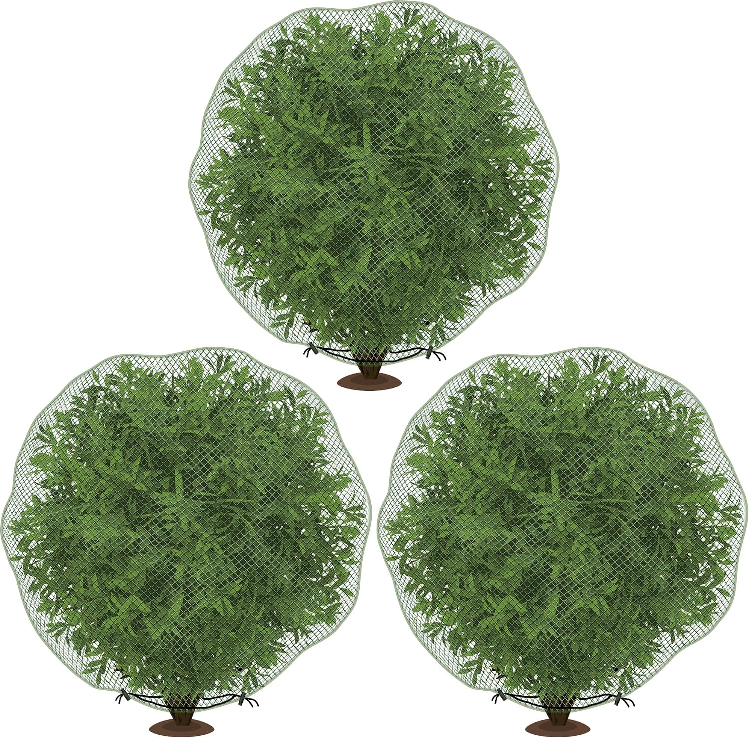 3 Pcs Deer Netting for Shrubs- 7.8 x 7.8 Ft Deer Plant Netting Cover- Reusable Garden Plants Mesh Netting to Protect
