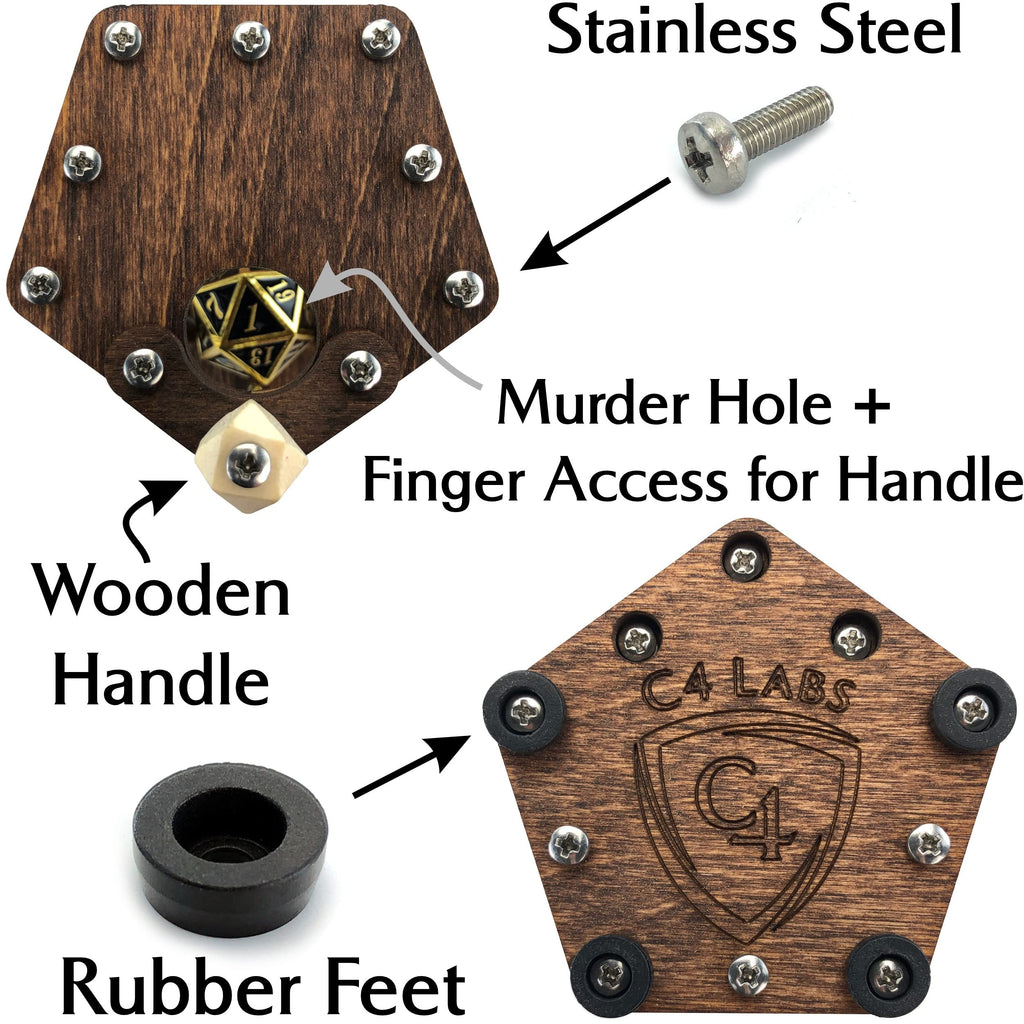 RPG Dice Jail | Metal Bars | Cage for Bad Dice | Prison | Walnut