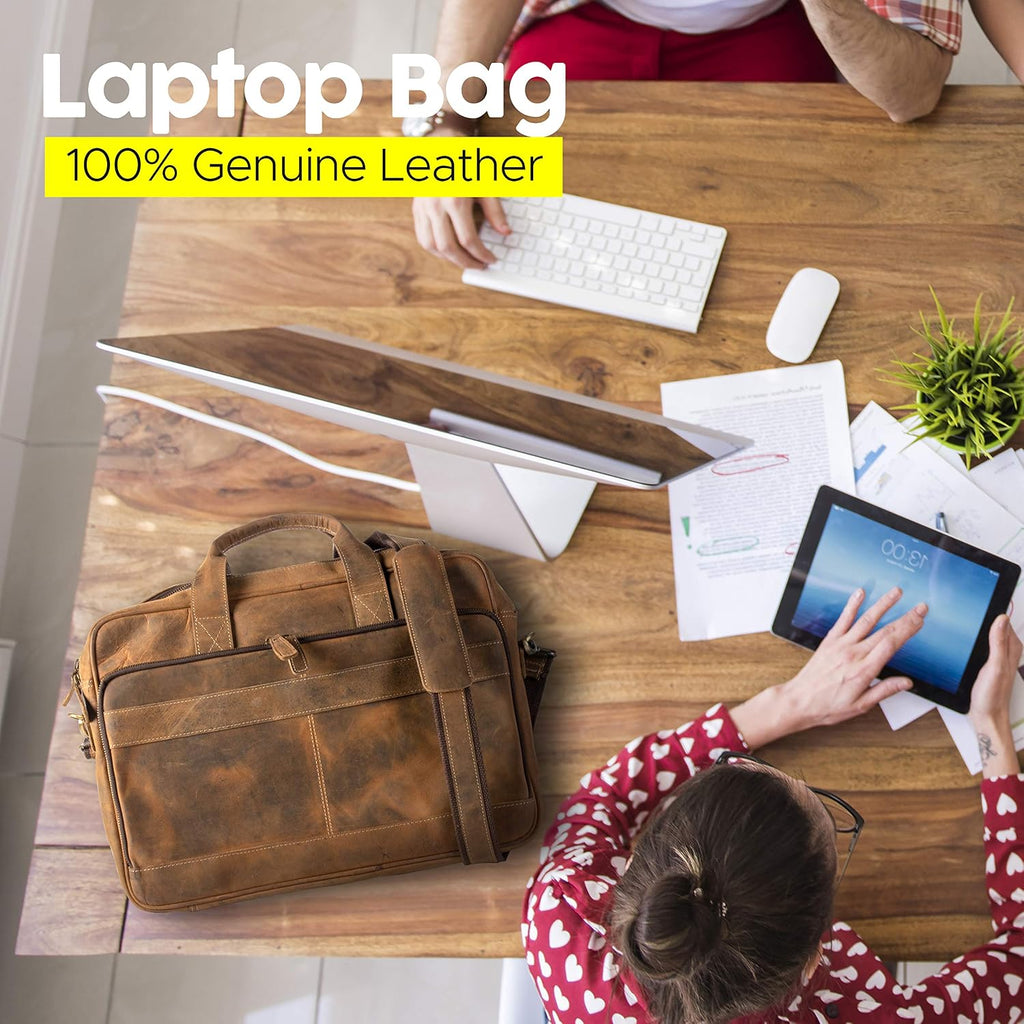 Leather briefcase 16 inch Laptop Messenger Bag for Men and Women Best Office Satchel Bag