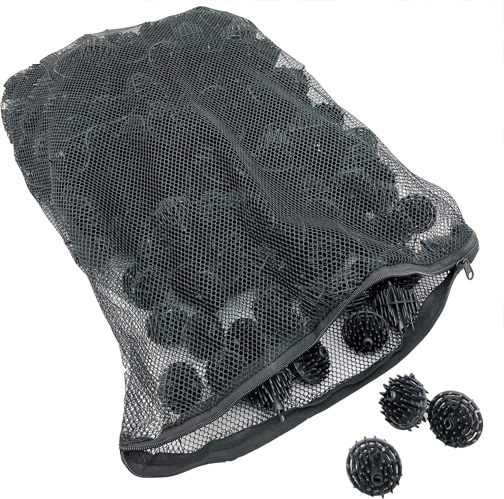 300 Count 1.5 Inch Large Bio Balls Filter Media - Includes 18x14 Mesh Bag with Easy Access Zipper - Perfect Bio Balls