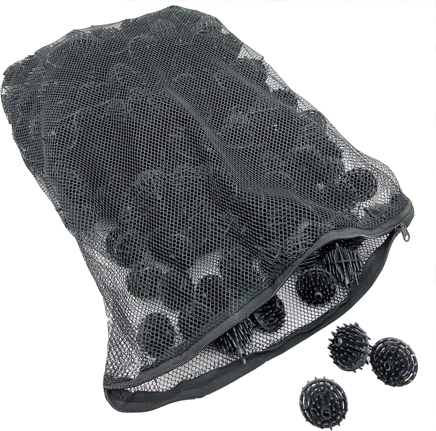300 Count 1.5 Inch Large Bio Balls Filter Media - Includes 18x14 Mesh Bag with Easy Access Zipper - Perfect Bio Balls