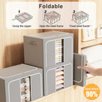 Clothes Storage Bins with Metal Frame Foldable Storage Box Clothes Organizers Storage Containers for Clothes Sheets