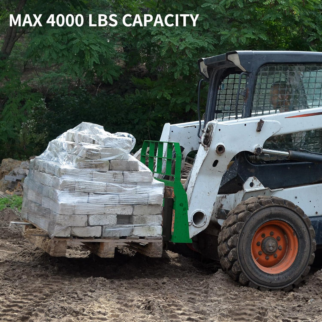 4000lbs Universal Skid Steer Pallet Fork Attachment, 46" Pallet Fork Frame with 48" Fork Blades, Quick Attach Pallet