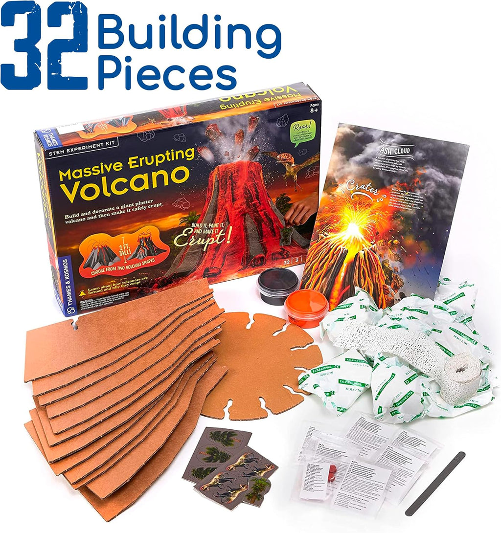 Thames & Kosmos Massive Erupting Volcano STEM Kit | DIY Giant Volcano Model, 1-Foot Tall | Includes Materials for