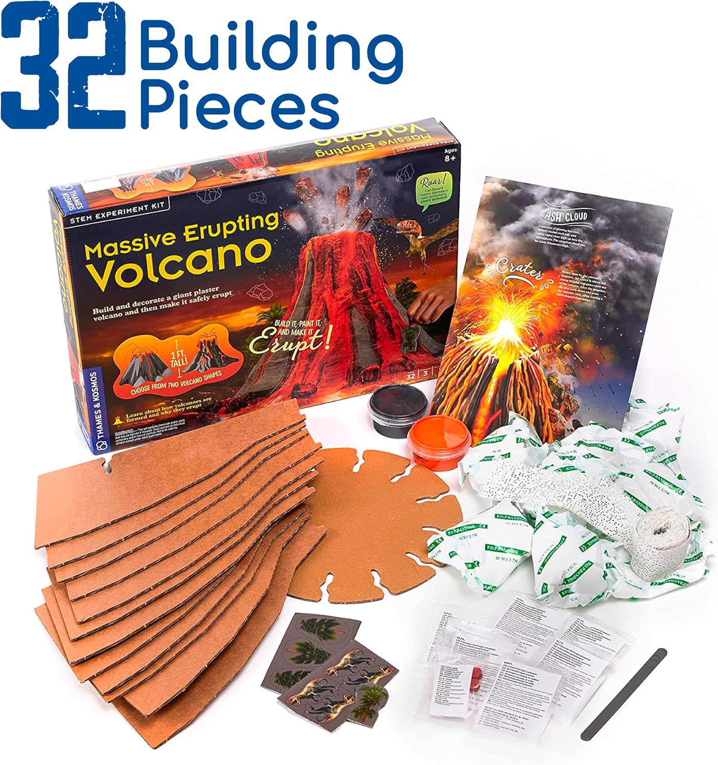 Thames & Kosmos Massive Erupting Volcano STEM Kit | DIY Giant Volcano Model, 1-Foot Tall | Includes Materials for