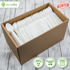 100% Compostable Spoons - 500 Large Disposable Utensils (6.5 in.) Bulk Size Eco Friendly Durable and Heat Resistant