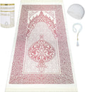 Muslim Prayer Rug Islam and Beads, Kaabe Design Box Eid Ramadan Gifts Islamic Set Carnal Salah Mat Taffeta Fabric