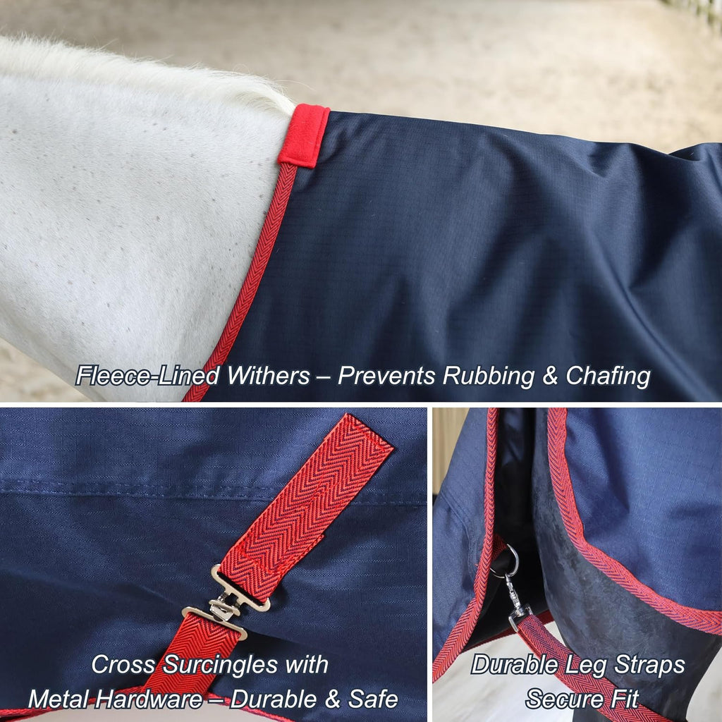 600Denier 3000mm/3000mvp Super Waterproof & Breathable Horse Blankets for Winter with 200g Fill