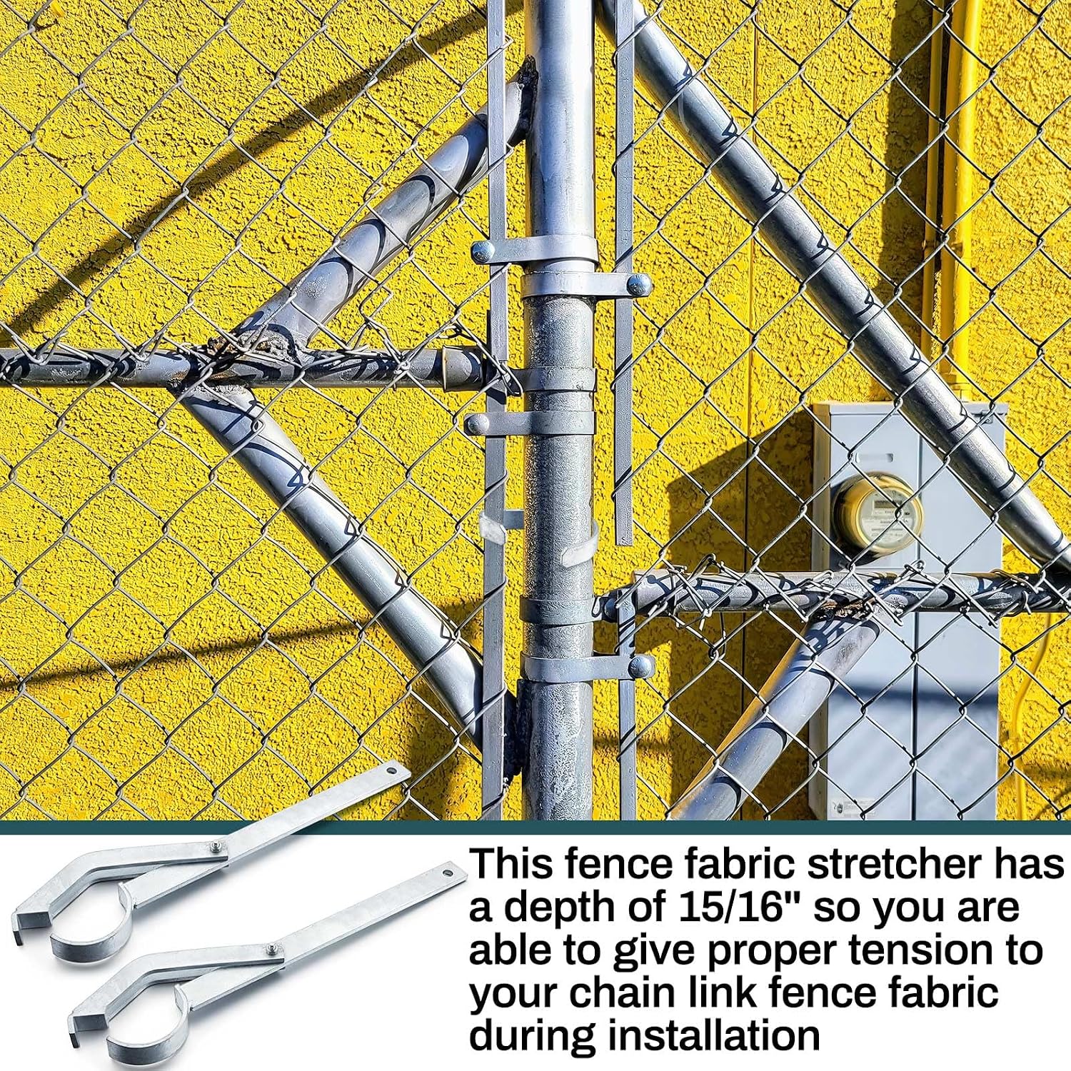 2 Pcs 1' 3" Chain Link Fabric Fence Stretcher Tool Galvanized Chain Link Fence Wire Stretcher Bar Manual Fabric Tool