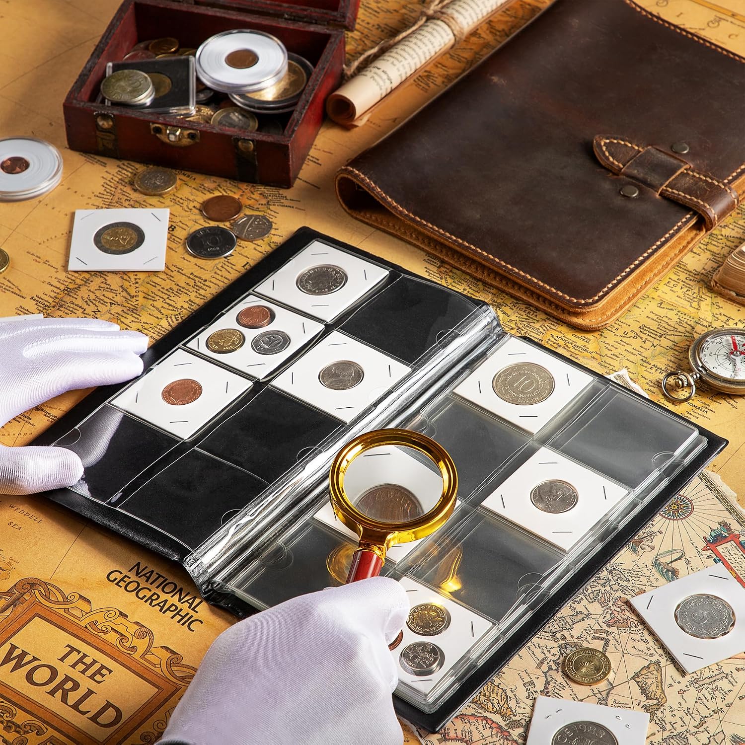 80 Pockets Collecting Album for 2x2 inches Coin Flip | Uncle Paul Classic Large Capacity Collection Book Coin Holder