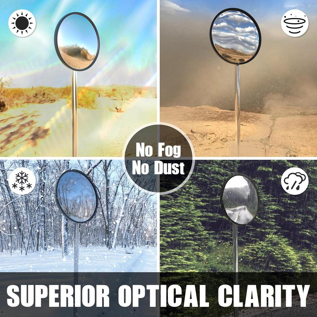 2Pcs 12" Acrylic Convex Mirror – 160° Wide-Angle Traffic Blind Spot Mirrors, Adjustable Corner Mirror in Garage