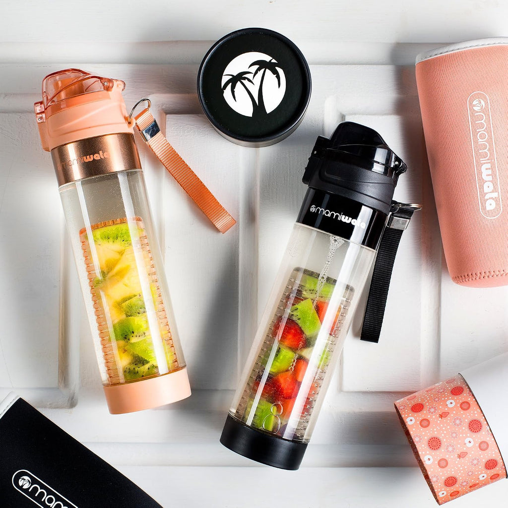 Fruit Infuser Water Bottle – 24 oz – Tritan Plastic - Unique Stylish Design – Fruit Infused Water recipes eBook &