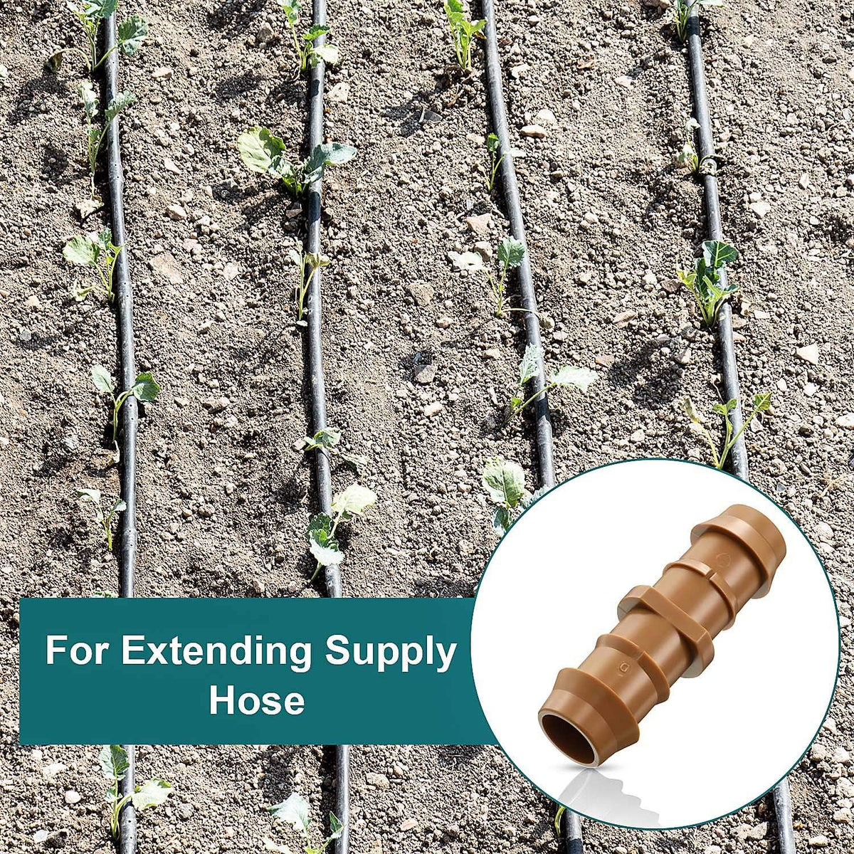 Boao 20 Packs 1/2 Inch Drip Irrigation Fittings, Barbed Connector,Coupling