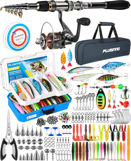 Collapsible Telescopic Fishing Rod Pole and Reel Combo Starter Kit | Travel Pocket Retractable Fishing Rod Gear, Kits