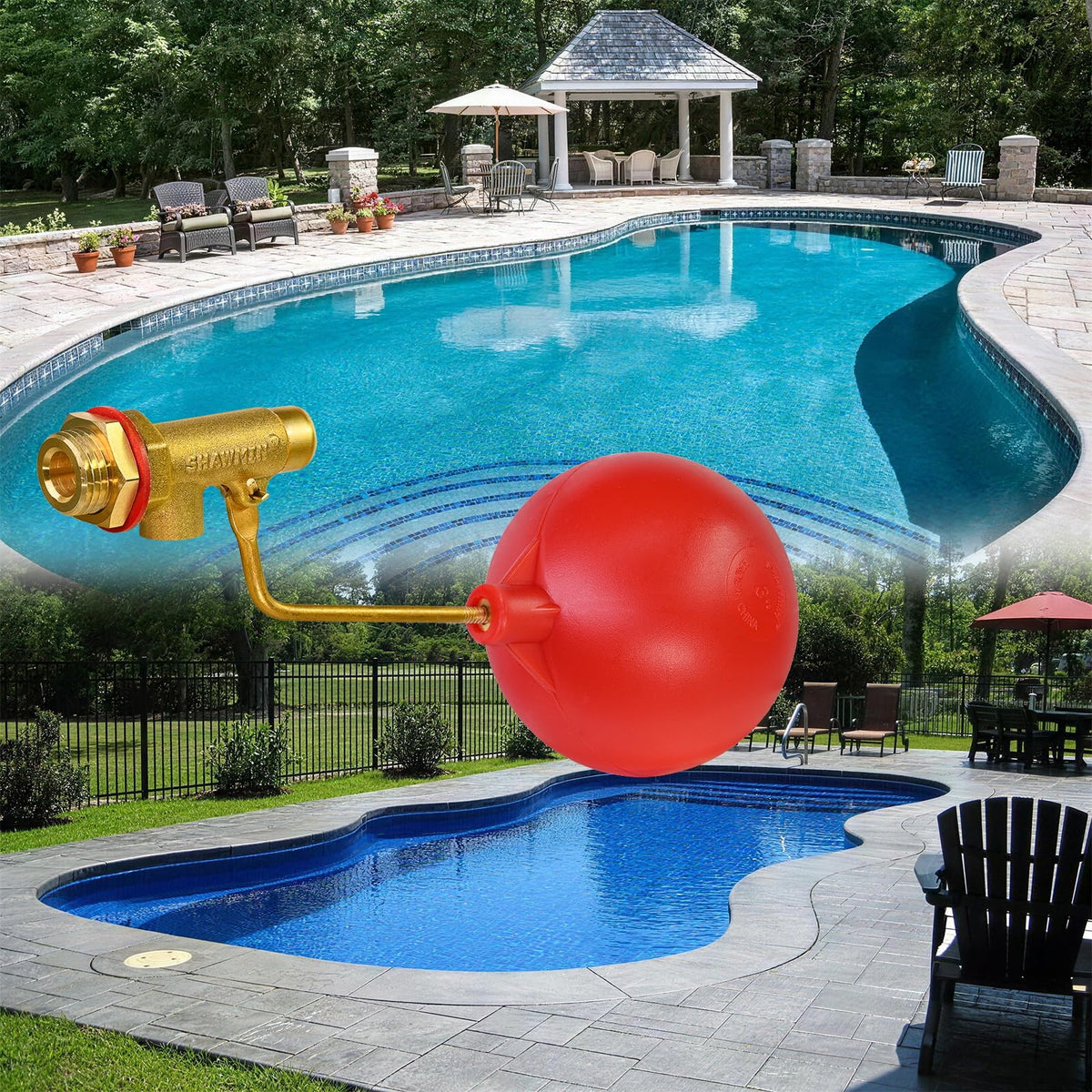Pool Auto Fill Float Valve 3/8", Brass Water Level Valve for Pool & Pond