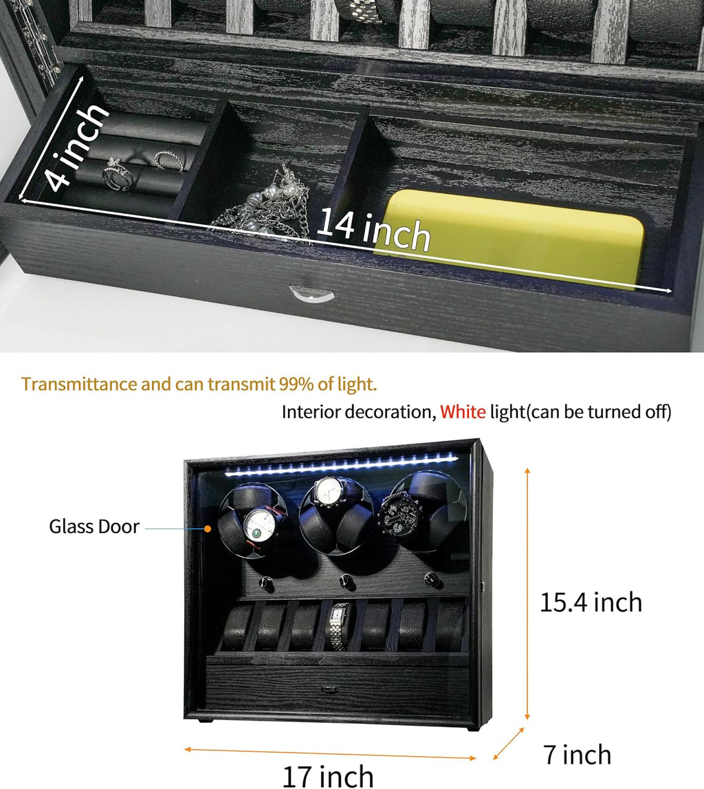 Oryx Watch Winder for 4/6/9 Automatic Watches Rotating Watch Box for Rolex | Watch Rotator Display Case Extra Watches