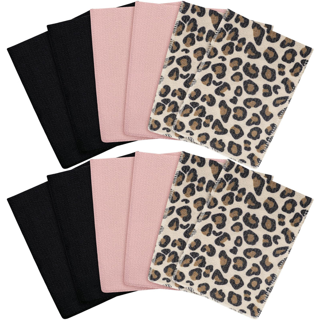 12 Pack Korean Exfoliating Mitts, Body Scrub, 8 x 5.5 in, Leopard