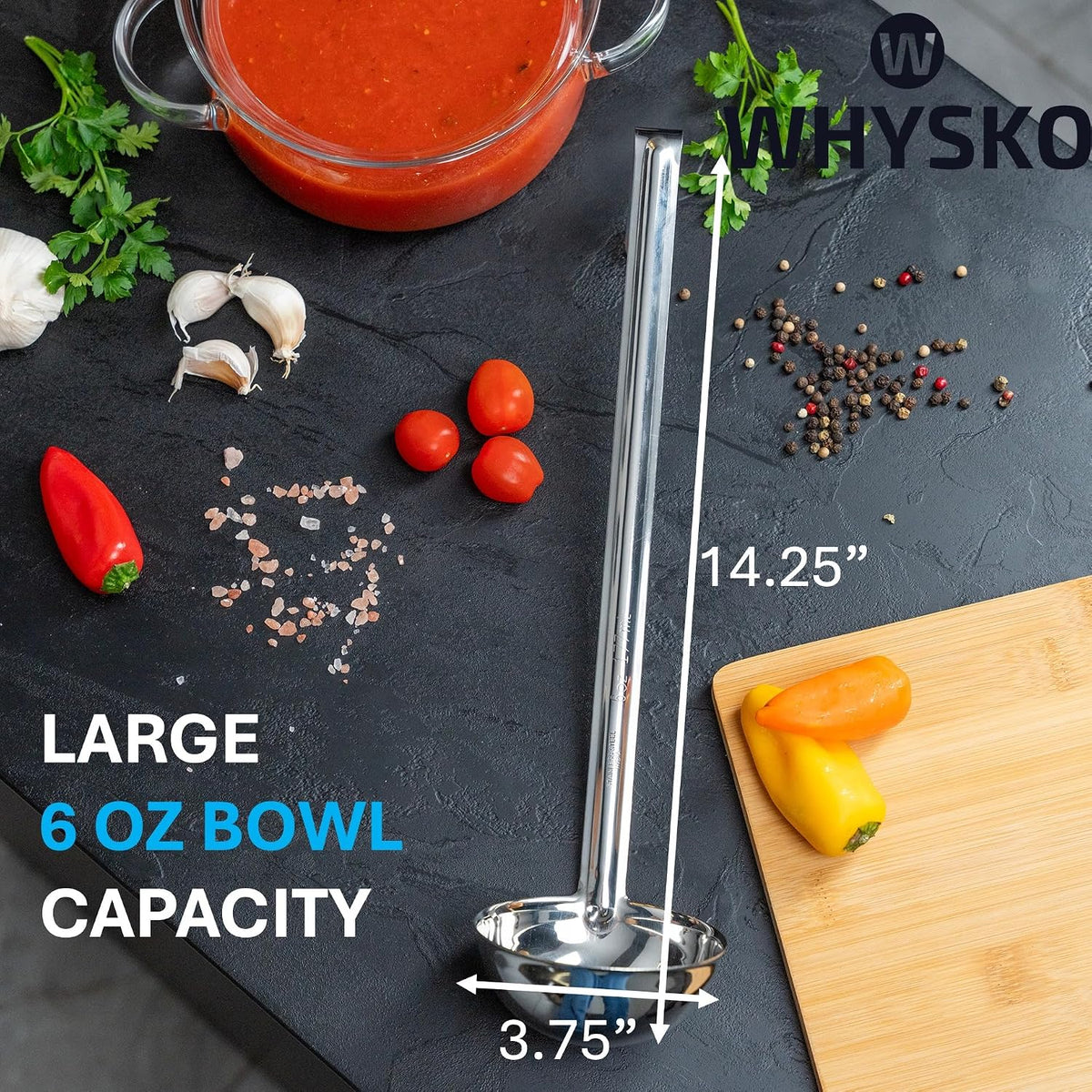 3-Pack Stainless Steel Soup Ladles, 6 oz Heat Resistant Serving Spoons