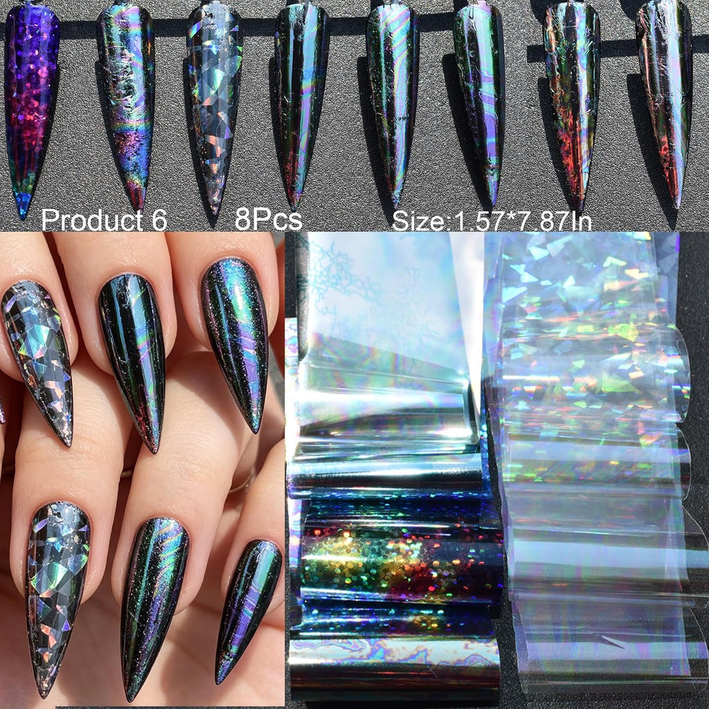 58 Sheets Nail Art Transfer Foil Stickers,1.57x7.87In