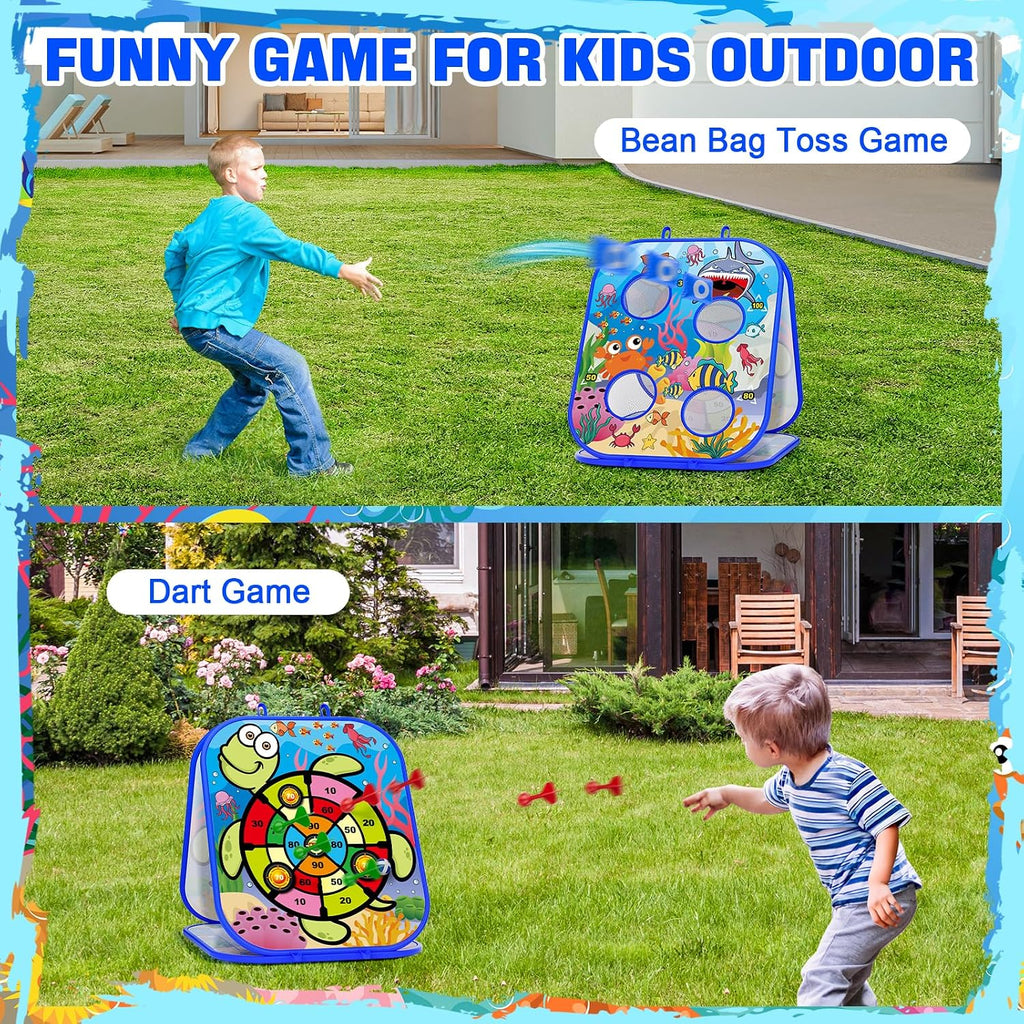 5-in-1Bean Bag Toss Game for Kids, Cornhole Board Toddler Toys for Kids Party Activity and Outdoor Yard Backyard