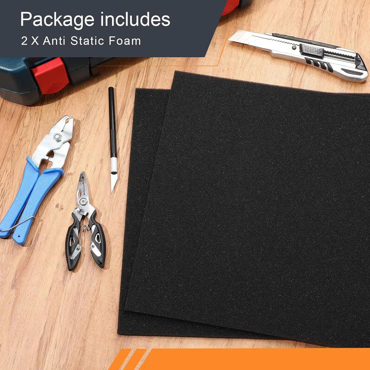 2 Pcs Black Foam Pad 12 x 12 x 0.25 Inches