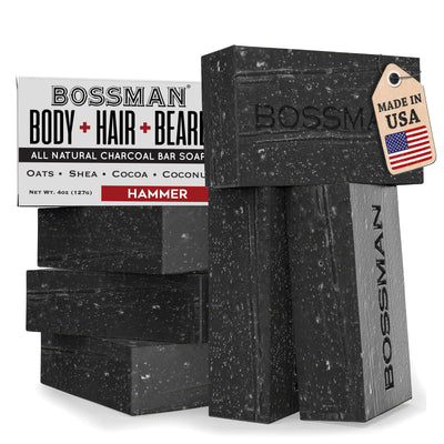 4-in-1 Charcoal Soap Bar for Men (4 oz) -Hammer 6pk