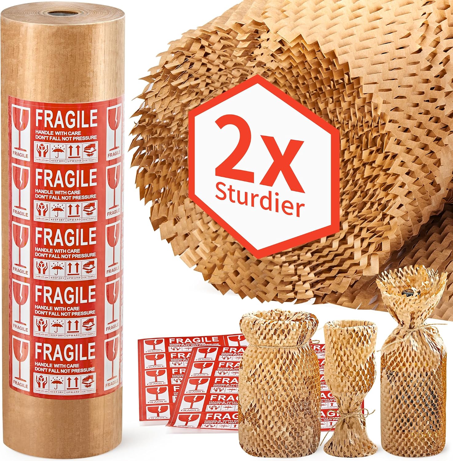 Honeycomb Packing Paper, 15" x 213' Bubble Wrap Roll for Packing | Eco-Friendly Honeycomb Packing Paper, Durable