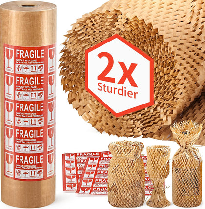 Honeycomb Packing Paper, 15" x 213' Bubble Wrap Roll for Packing | Eco-Friendly Honeycomb Packing Paper, Durable
